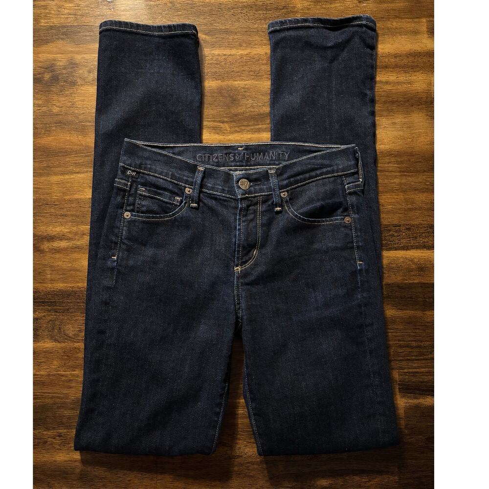Citizens Of Humanity Womens 25 x 32 Jeans Elson Mid Rise Straight Leg Dark Denim